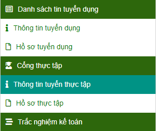 Hướng dẫn sử dụng chức năng : Thông tin tuyển thực tập