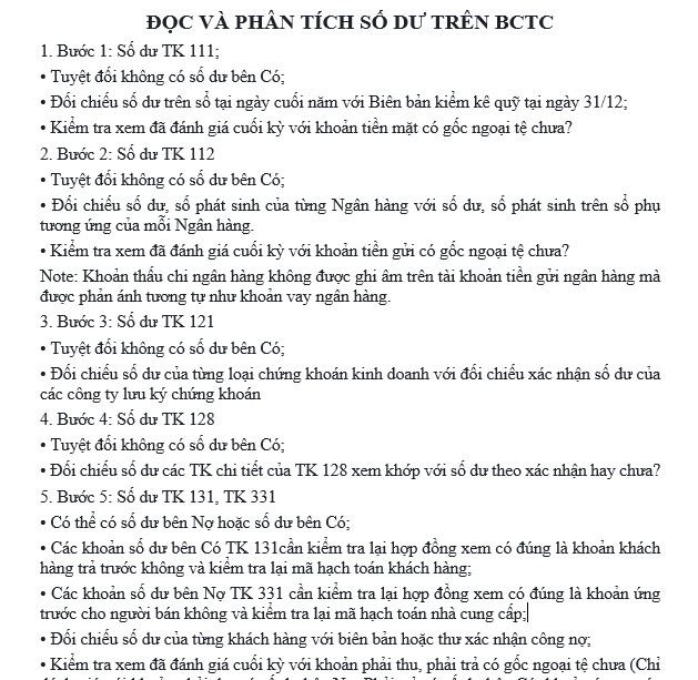 Hướng dẫn đọc và phân tích số dư trên báo cáo tài chính