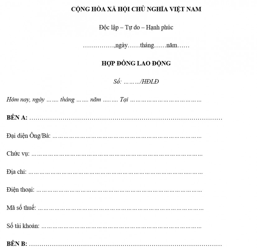 Hợp đồng lao động năm 2021