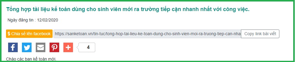 Chọn bài chia sẻ lên facebook trong sàn kế toán