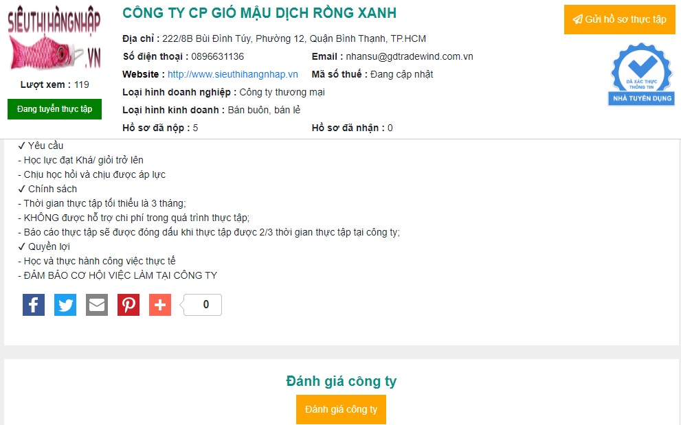 Công ty nhận thực tập kế toán