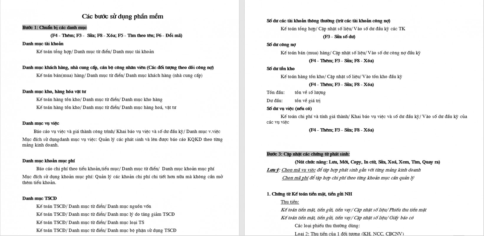 Hướng dẫn các bước sử dụng phần mềm kế toán