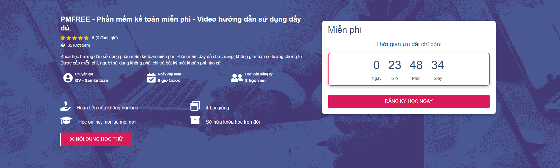 Khóa học sử dụng phần mềm kế toán miễn phí