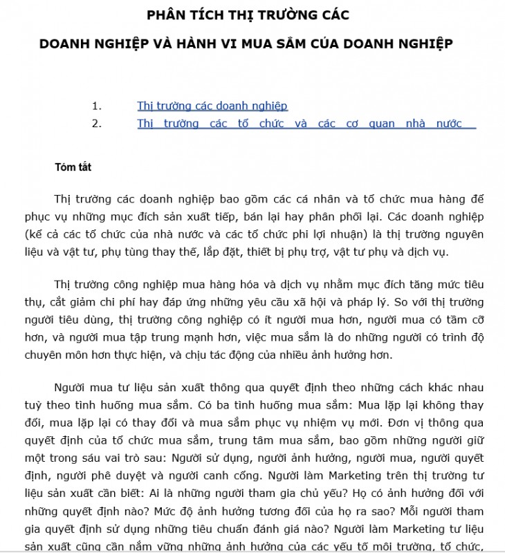 Quản trị Marketing - Phân tích thị trường