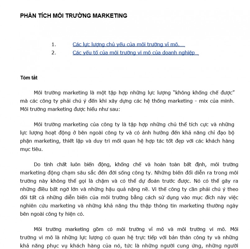 Quản trị Marketing - Phân tích môi trường Marketing