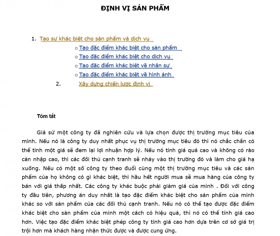 Quản trị Marketing - Định vị sản phẩm