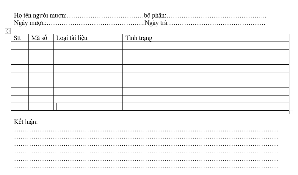 Quy trình quản lý thư viện - Biên bản thư viện