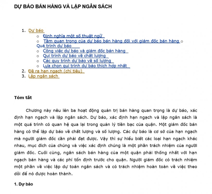 Quản trị Marketing - Dự báo bán hàng và lập ngân sách bán hàng