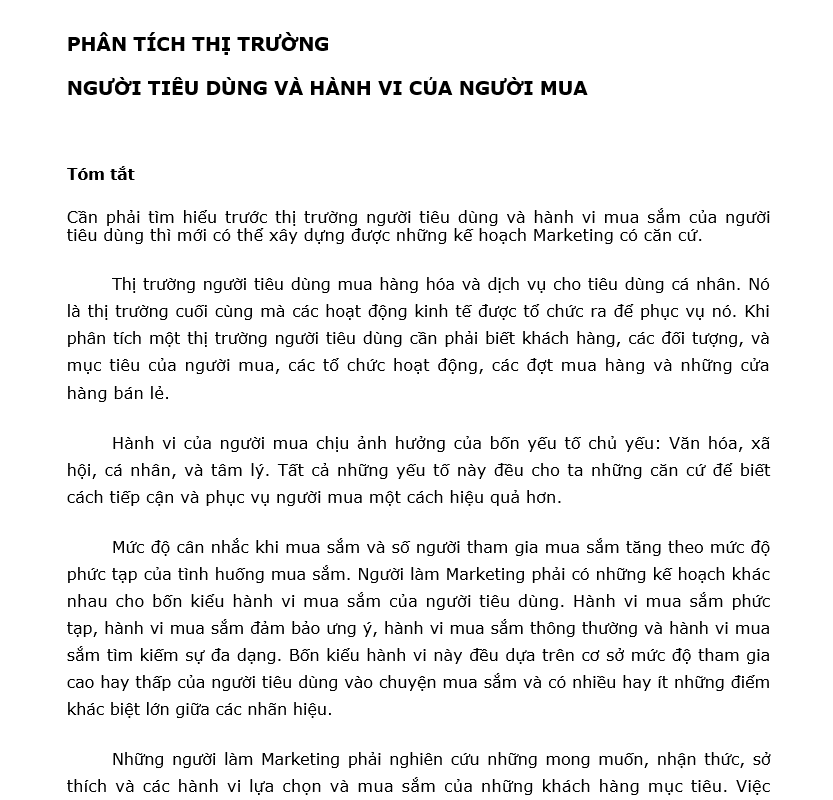 Quản trị Marketing - Phân tích thị trường và người tiêu dùng