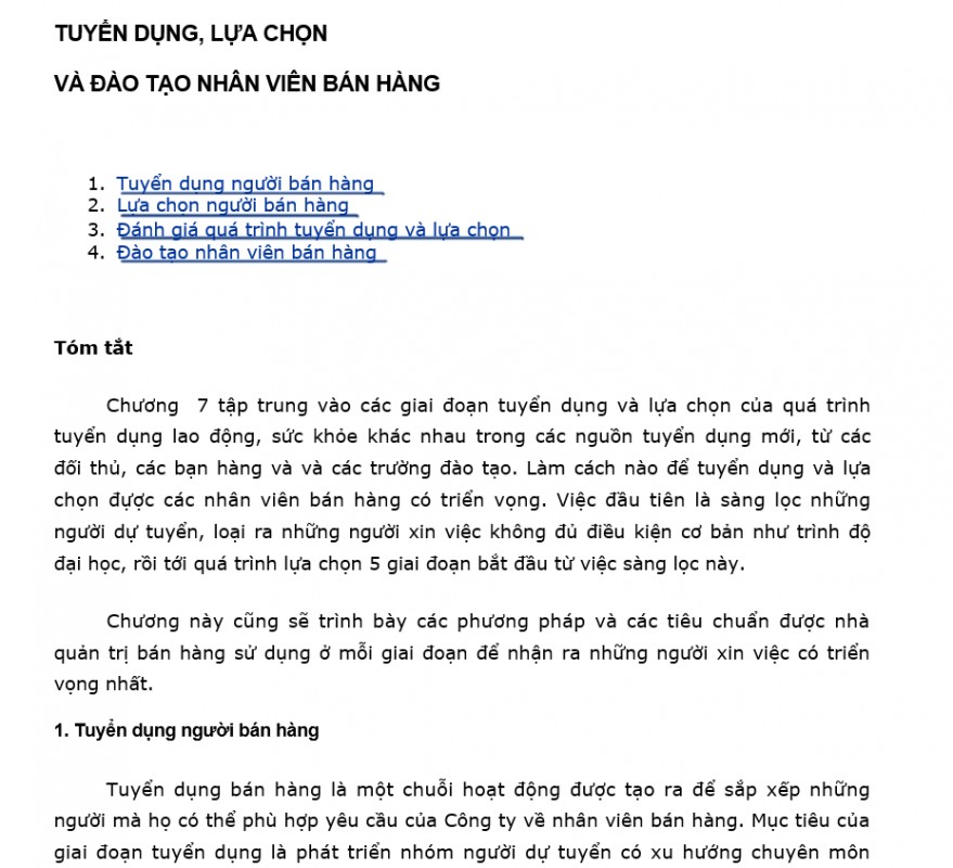 Quản trị Marketing - Tuyển dụng và đào tạo nhân viên bán hàng