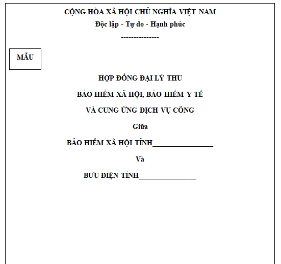 Hợp đồng đại lý thu BHXH, BHYT qua hệ thống bưu điện