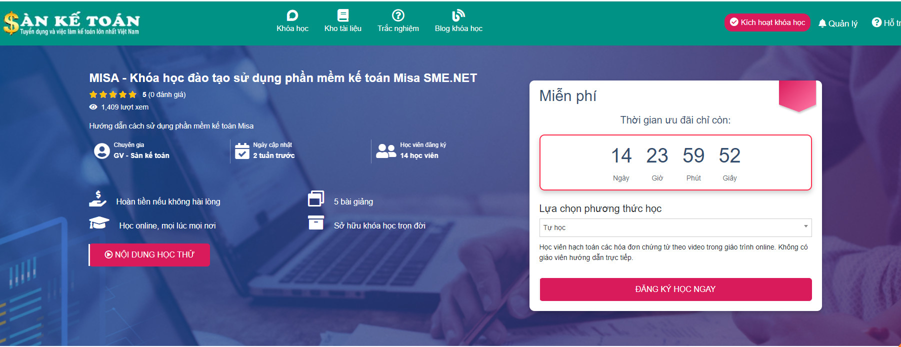 Khóa học căn bản sử dụng phần mềm MISA SME.NET 2021