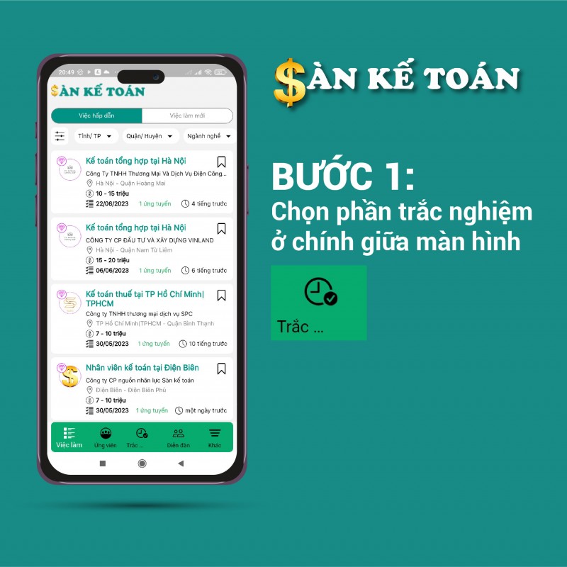 Hướng dẫn làm bài trắc nghiệm kế toán miễn phí trên ứng dụng Sanketoan