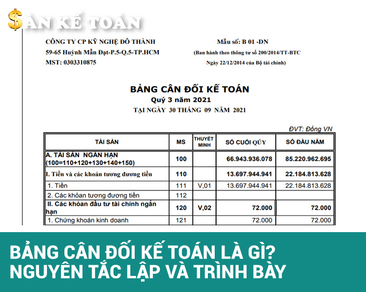 Bảng cân đối kế toán là gì? Nguyên tắc lập và trình bày theo Thông tư 200