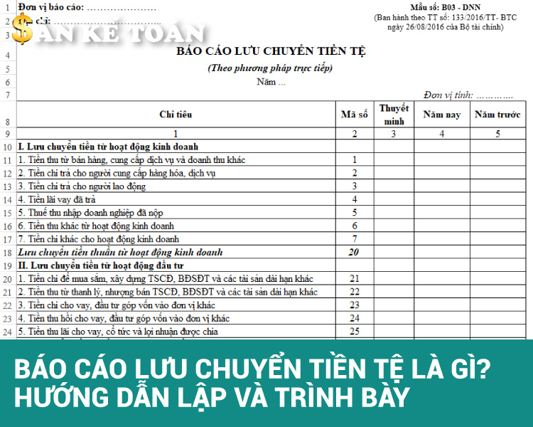 Báo cáo lưu chuyển tiền tệ là gì? Hướng dẫn lập và trình bày