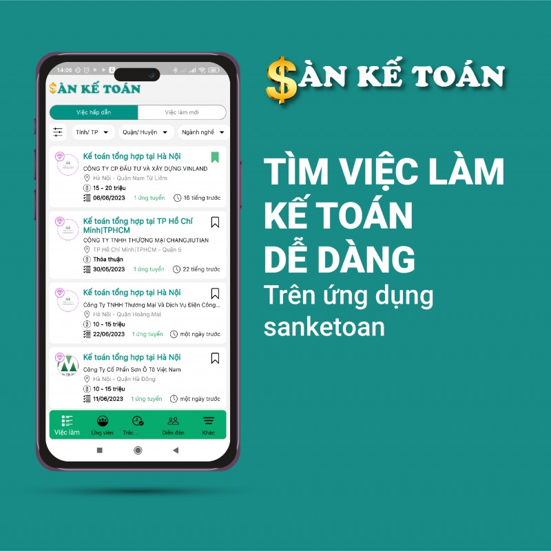 Tìm việc làm kế toán dễ dàng với ứng dụng sanketoan